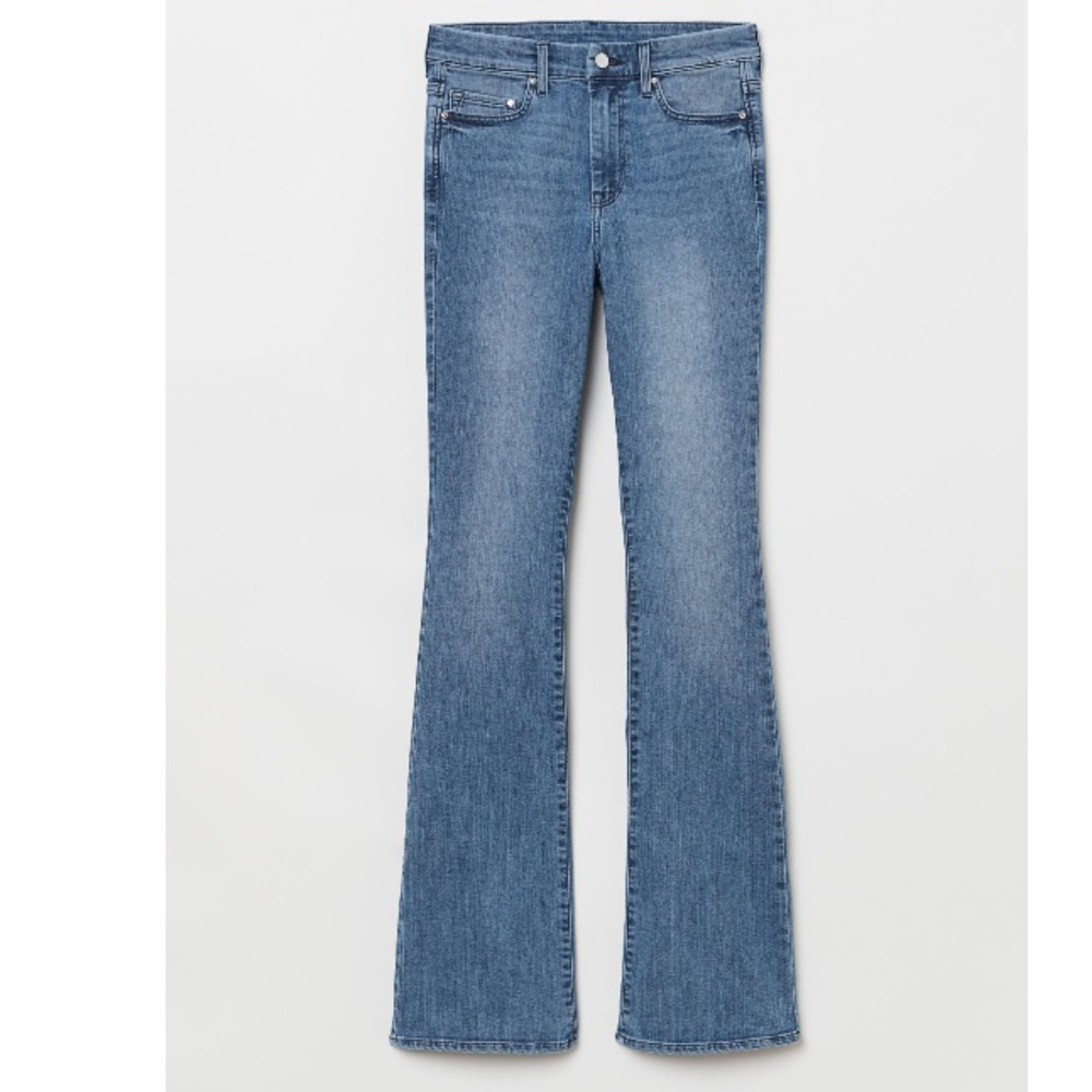 H&M High Rise Stretch Mini Flare Jeans size 28